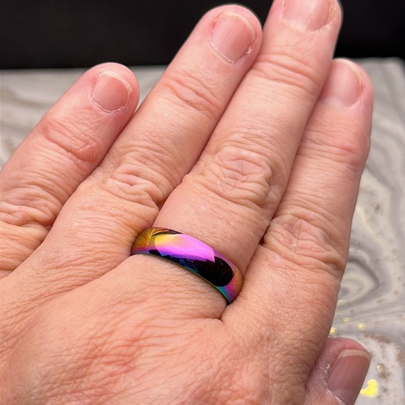 6mm Ring Band, Multicoloured Rainbow Jewelry - Picture 4 of 4
